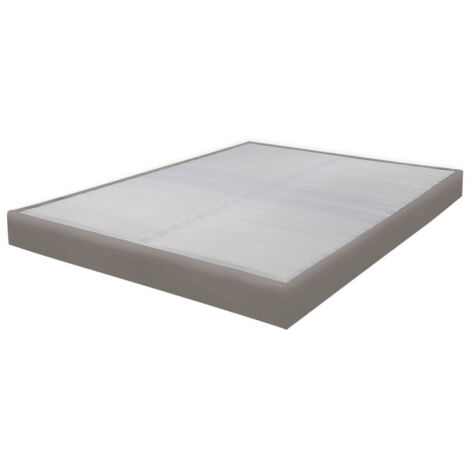 Sommier tapissier 120x190 Omega simili taupe 2x18 lattes