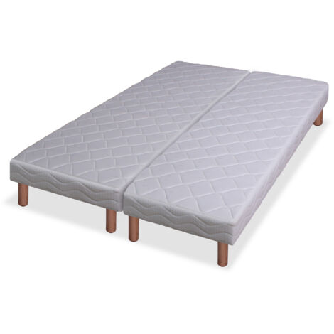 Sommier tapissier 14 lattes garni polyéther 2x90x200cm