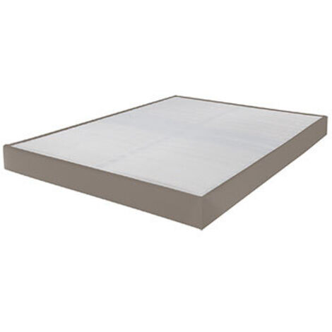 Sommier tapissier 140x190 cm avec renfort lombaire PU taupe - DREAMO
