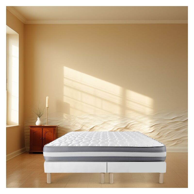 Sommier tapissier 180x200cm (90x200x2) blanc