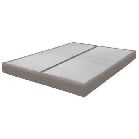 Sommier tapissier 70+70x190 Omega simili taupe 18 lattes