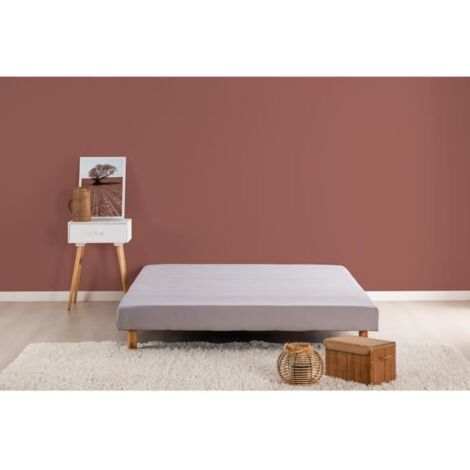 Sommier tapissier a lattes 140 x 190 - Bois massif gris + pieds - FINLANDEK Rakenne