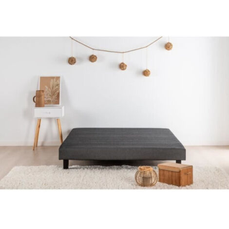 Sommier tapissier a lattes 160 x 200 - Bois massif gris anthracite + pieds - FINLANDEK Rakenne