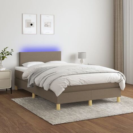Sommier tapissier avec matelas et LED  Lit adulte Contemporain Taupe 120x200 cm Tissu 25495