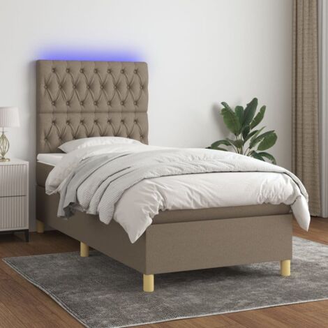 Sommier tapissier avec matelas et LED Lit adulte Contemporain Taupe 90x200 cm Tissu 87316