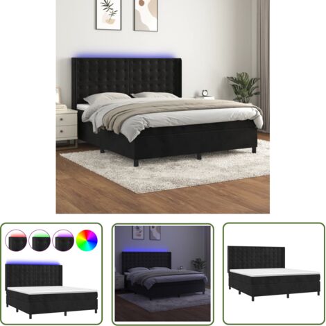 Sommier tapissier avec matelas et LED  Sommier pour Adulte et Enfant  Lit adulte Noir 180x200 cm Velours XRKJY7727186
