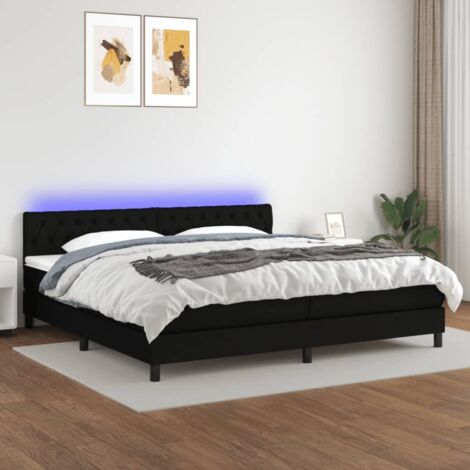 Sommier tapissier avec matelas et LED - Sommier pour Adulte et Enfant - Lit adulte - Noir 200x200 cm Tissu XEJZT883722