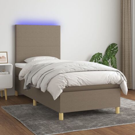Sommier tapissier avec matelas et LED  Sommier pour Adulte et Enfant  Lit adulte Taupe 100x200 cm Tissu XJDT645854