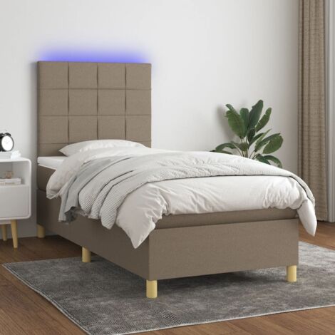 Sommier tapissier avec matelas et LED  Sommier pour Adulte et Enfant  Lit adulte Taupe 100x200 cm Tissu XRKJY7287925