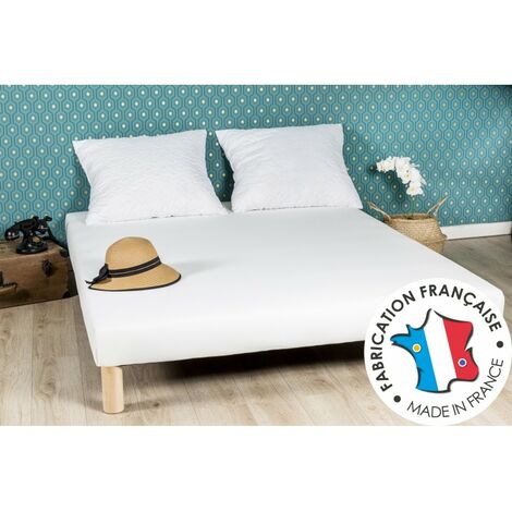 Sommier Tapissier Blanc 80x200 Fabrication Française Artisanale Livré avec Pieds