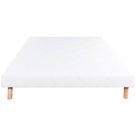 Sommier tapissier blanc, Gamme Prestige Hôtel, Lattes & Pieds en Bois massif, 140x190cm