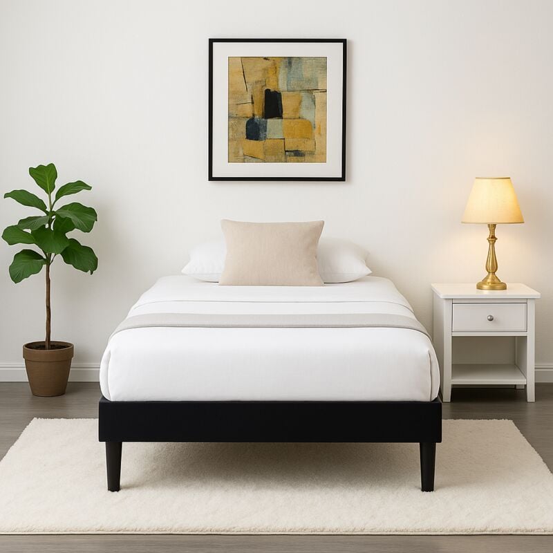 King Of Dreams - Sommier 70x190 cm Tapissier déhoussable housse lavable noir + Pieds en 20 cm 13 Lattes - Opale- 'Tissu: 100% polyester 220 gr/m2