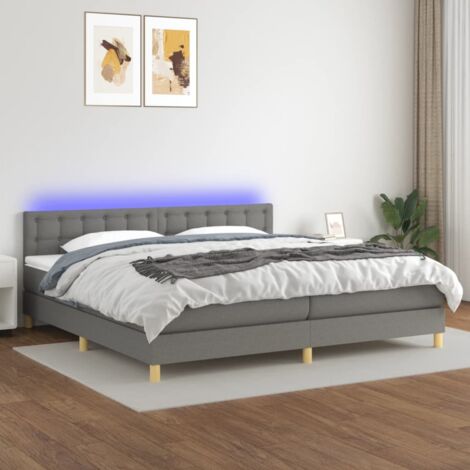 Sommier tapissier et matelas et LED - Sommier pour Adulte et Enfant - Gris foncé 200x200 cm Tissu BV998165 - BonneVie