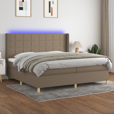 Sommier tapissier et matelas et LED  Sommier pour Adulte et Enfant  Lit adulte Taupe 200x200 cm Tissu XRKJY2089493