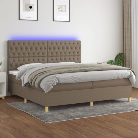 Sommier tapissier et matelas et LED - Sommier pour Adulte et Enfant - Taupe 200x200 cm Tissu BV785792 - BonneVie