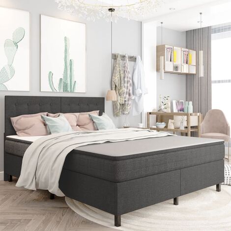 Sommier tapissier Gris foncé Tissu 160x200 cm 2