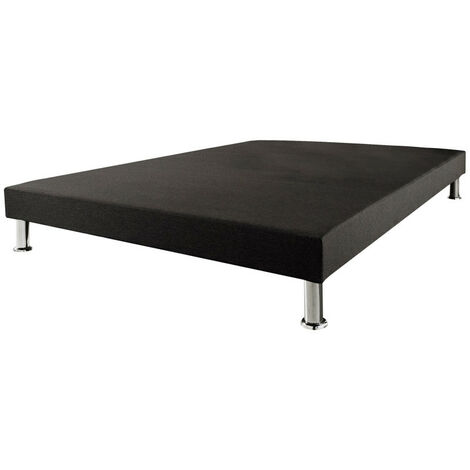 Sommier tapissier + jeu de pieds 140x190 Deco 12 lattes - Gris
