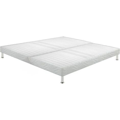 Sommier tapissier + jeu de pieds 70+70x190 Omega blanc 18 lattes