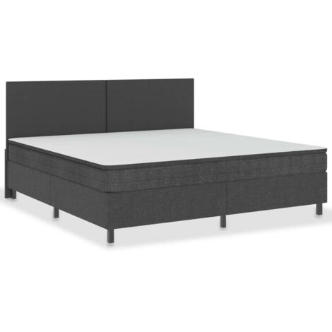 Sommier tapissier, Lit Adulte, Lit simple Gris foncé Tissu 200x200 cm BVM66207