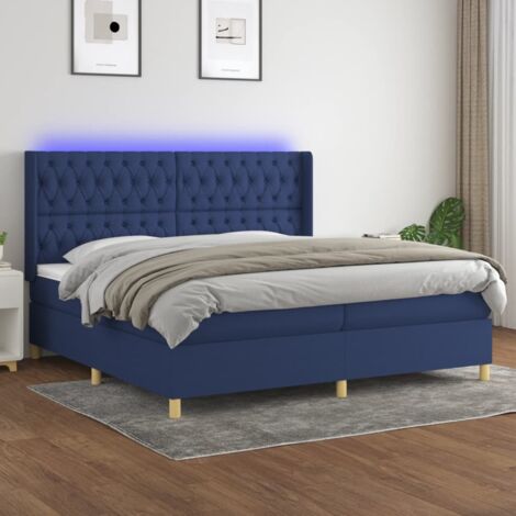 Sommier tapissier matelas confortable et LED,Lit adulte pour Chambre,Ensemble Lit matelas Bleu 200x200 cm Tissu -BVN44025