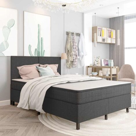 Sommier tapissier Montage Facile pour Cadre de lit - Gris Tissu 140 x 200 cm Chic-363064