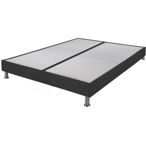 Sommier tapissier+pieds Omega Gris 3 2x70x190 Lattes bois - H.15 cm - Made in France