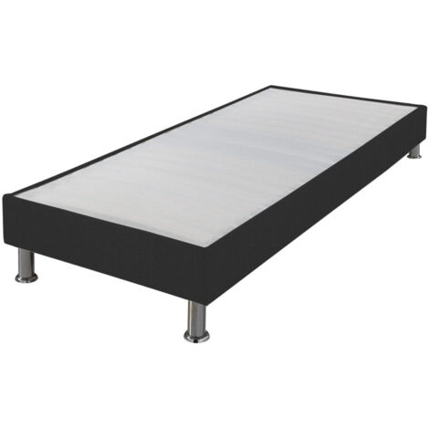 Sommier tapissier + pieds Omega Gris 3 80x200 Lattes bois - H.15 cm - Made in France