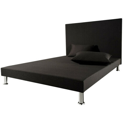Sommier tapissier + Tête + jeu de pieds 140x190 Deco 12 lattes - Gris