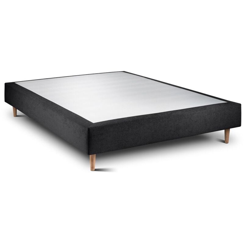 Sommier Tapissier Tissu Noir 160x200 H35cm