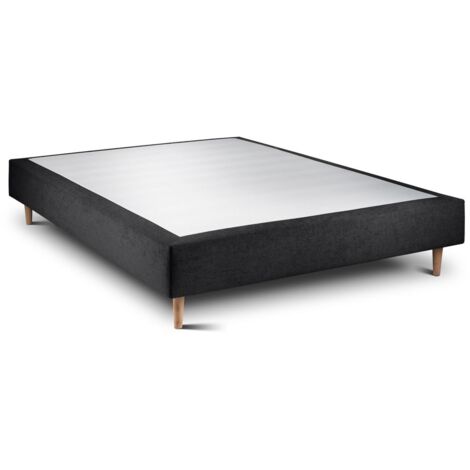 Sommier Tapissier Tissu Noir 160x200 H35cm