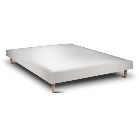 Sommier Tapissier Velours Gris clair 150x190 H29cm