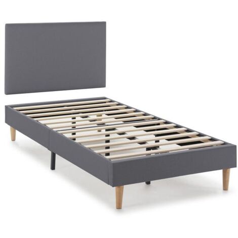 Sommier + tête de lit Aura 90x190 cm Gris Foncé, hauteur 30 cm