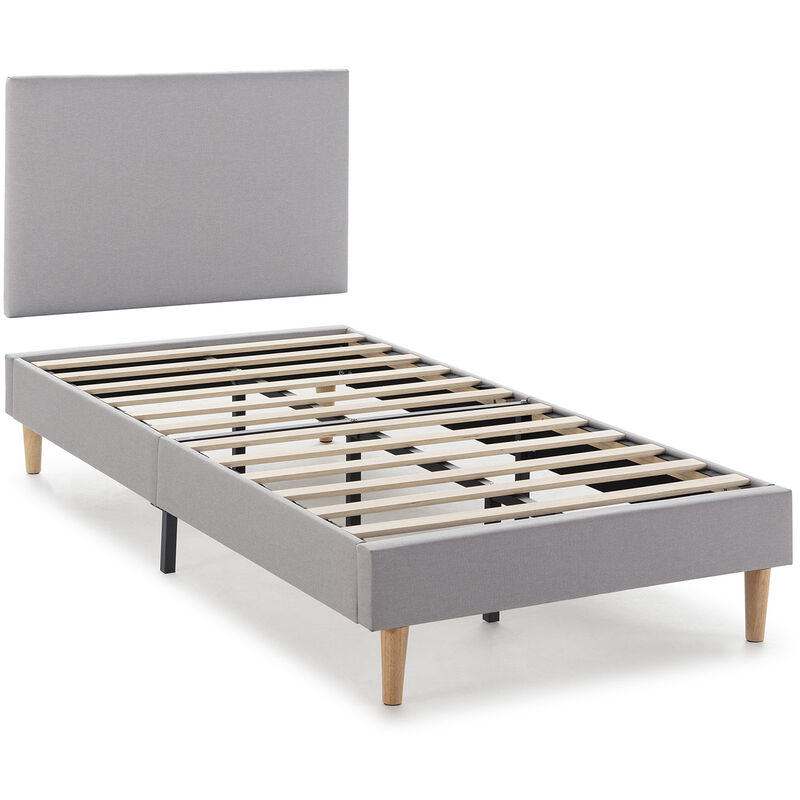 Sommier + tête de lit Aura 90x190 cm, Gris clair, hauteur 30 cm