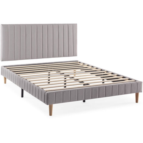 Sommier + tête de lit Eris 150x190 cm Gris clair