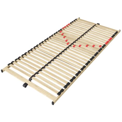 Sommier ZITTARO – 28 lattes – 90x200 cm – Finition chêne et noir – Soutien ferme et design sobre