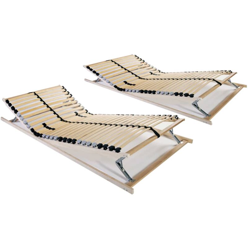 Sommiers à lattes sans matelas 2 pcs avec 28 lattes 70x200 cm Vidaxl