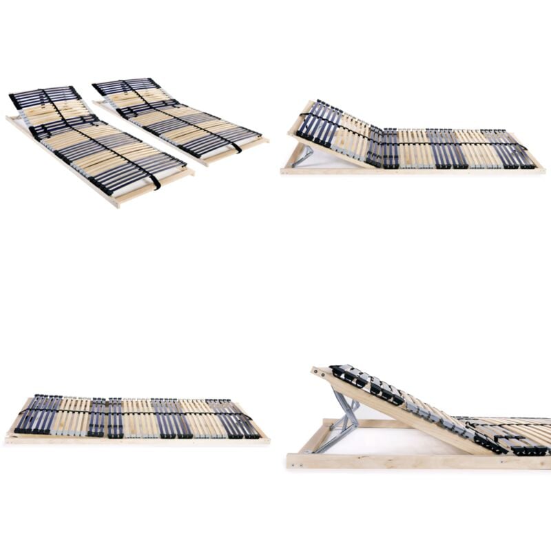 Sommiers à lattes sans matelas 2 pcs avec 42 lattes 80x200 cm - Sommier à Lattes - Cadre De Lit - Lit Double - Literie - Meuble Chambre - Home &