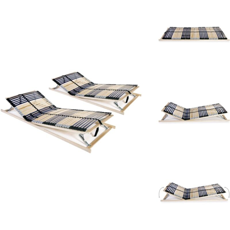 Vidaxl - Sommiers à lattes sans matelas 2 pcs avec 42 lattes 90x200 cm - Sommier à Lattes - Sommier Bois - Cadre Lit - Lit Double - Lit 90x200