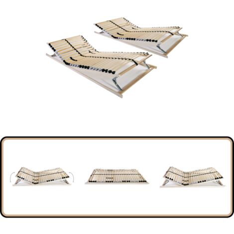 Sommiers à lattes sans matelas 2 pcs avec 28 lattes 70x200 cm - Sommier À Lattes - Sommier Bois - Lit Plateforme - Cadre Lit - Support Matelas