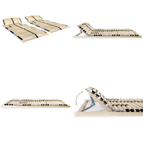 Sommiers à lattes sans matelas 2 pcs avec 28 lattes 90x200 cm - Sommier À Lattes - Sommier Bois - Lit Double - Cadre Lit - Support Matelas - Home & Living