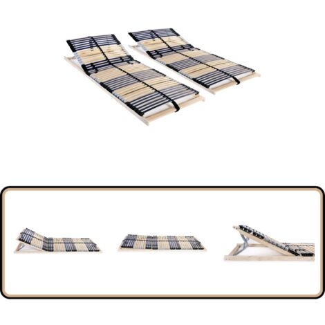 Sommiers à lattes sans matelas 2 pcs avec 42 lattes 80x200 cm - Sommier À Lattes - Cadre De Lit - Lit Double - Literie - Meuble Chambre