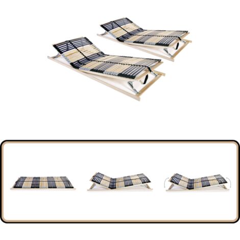 Sommiers à lattes sans matelas 2 pcs avec 42 lattes 80x200 cm - Sommier À Lattes - Sommier Plateforme - Lit Double - Cadre De Lit - Lit Confortable