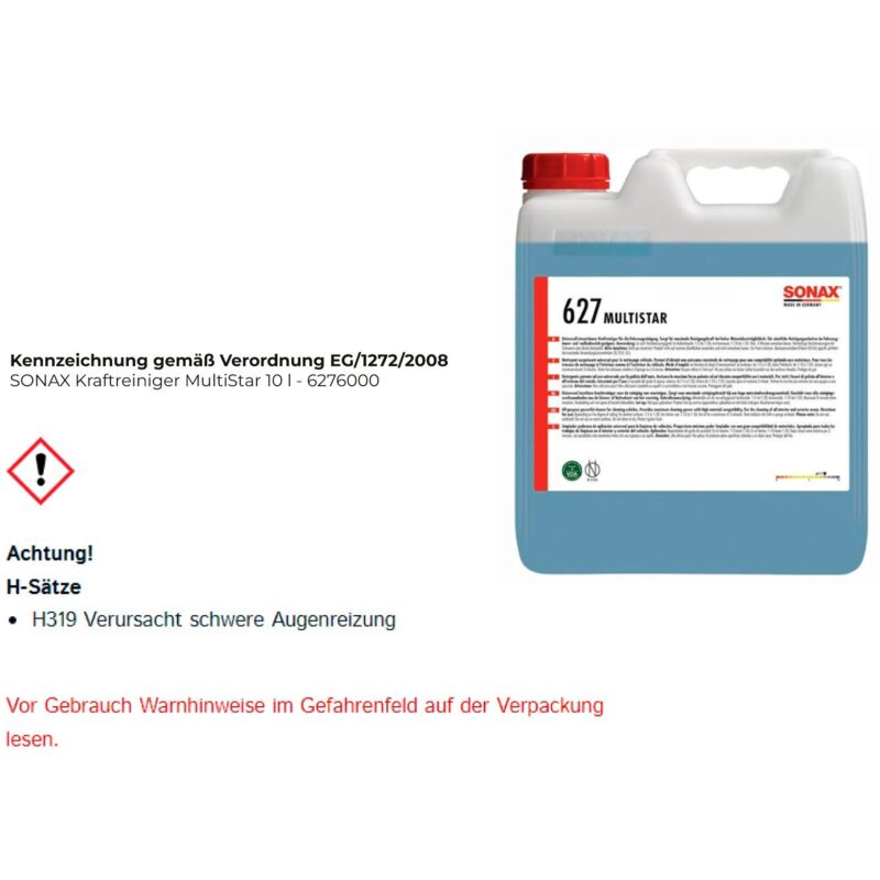 SONAX Nettoyant surpuissant MultiStar 10 l - 6276000