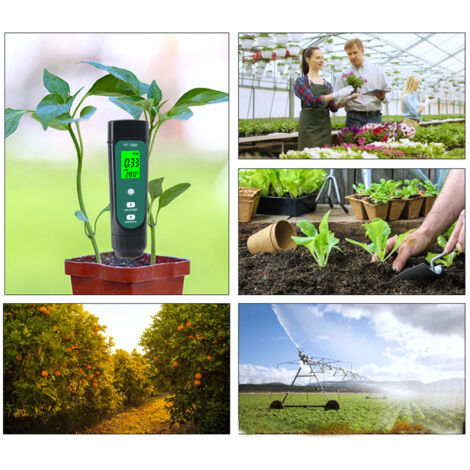 Sonda de suelo LuxeKit 3 en 1: analizador de humedad, temperatura y conductividad eléctrica (CE). Sondas desmontables de acero inoxidable con LED. 99,9 % de precisión. Para huertos, invernaderos y agr