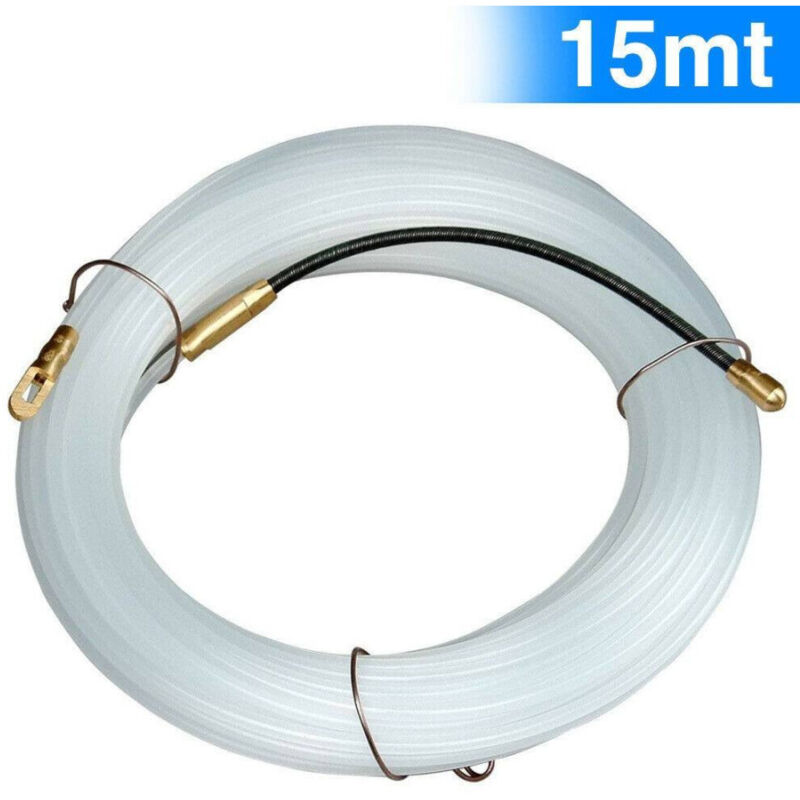 Traesio - Sonda Passacavi Elettricista 15mt Tiracavi Tirafili Cavi Elettrici 3mm Bianco - - Trade Shop