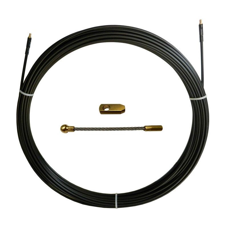 Sonda tiracavi in nylon e acciaio, Ø6mm, 30 metri, con perni filettati M12 intercambiabili, nera Stak SAN6-030
