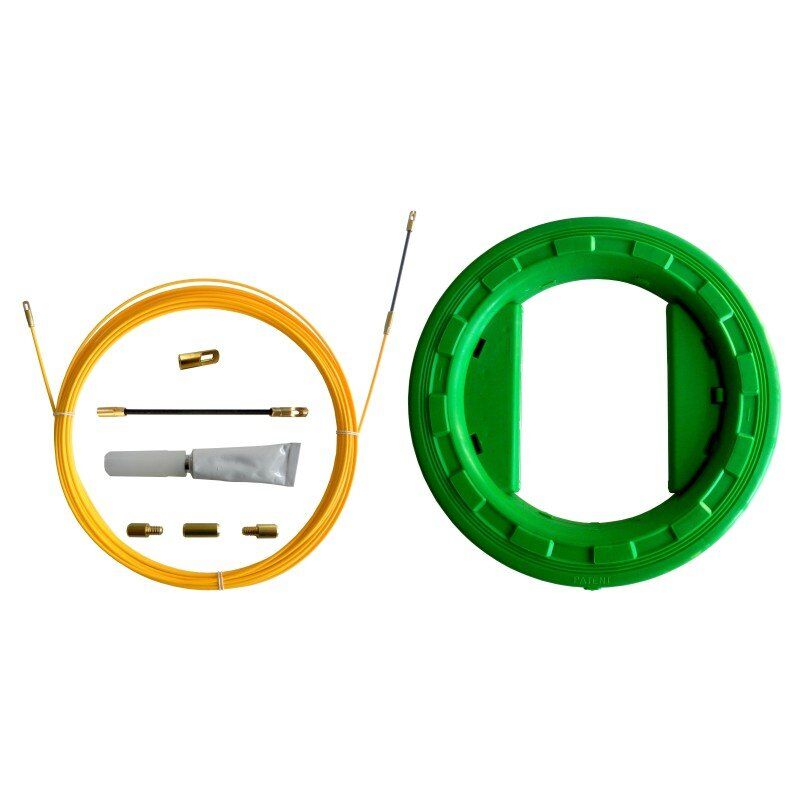 Stak - Sonda tiracavi in fibra di vetro, Ø3mm, 30 metri, con aspo e set di riparazione, gialla - Velamp SFULL-030