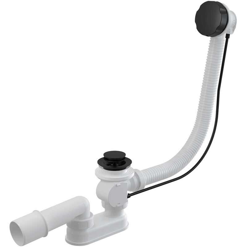 Alcadrain Garnitures de vidage - Kit vidange et trop-plein pour baignoire, longueur 1000 mm, noir mat A55BLACK-100