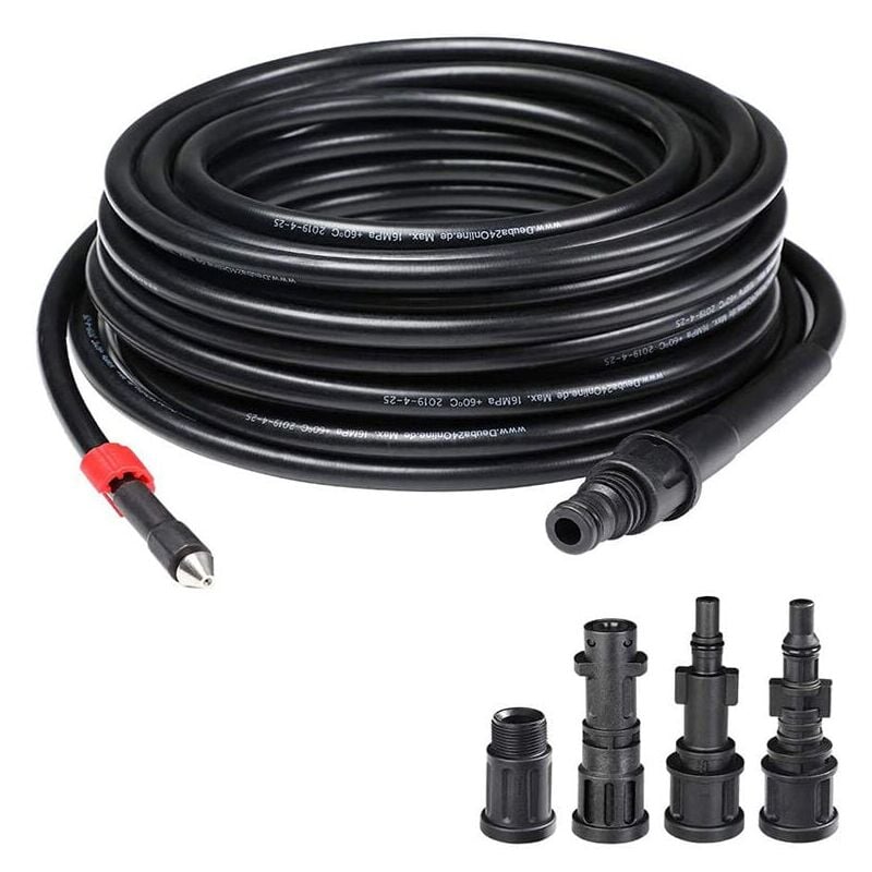 Sonde de débouchage pour Tuyau Haute Pression 15 m, système Anti-Pliage, connecteur intérieur en cuivre revêtement en PVC, résistance maximale 160