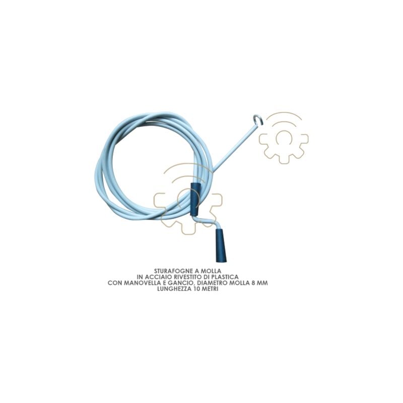 Capaldo - Poussoir de vidange 8 mm avec ressort enduit 10 mt avec crochet avec manivelle